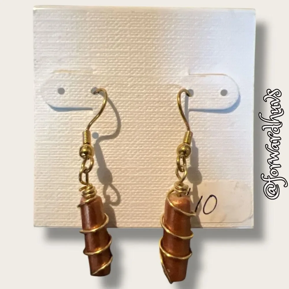 Bundle Sale 3 for $15 | Copper-Colored Earrings Wrapped in Gold Tone Wire